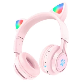 Беспроводные наушники Hoco W39 Cat ear, Розовый