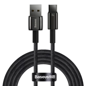 Кабель Baseus Tungsten Gold Fast Charging Data Cable USB to Type-C 100W 1м, Чёрный (CAWJ000001)