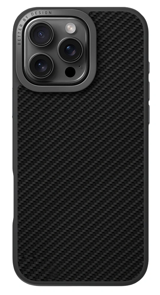 Накладка Uniq для iPhone 16 Pro KEVA Max Kevlar with Camera stand (MagSafe), Black (IP6.3P(2024)-KEVMMBLK). Фото 2