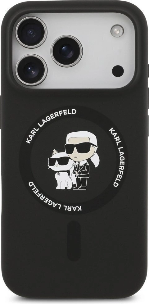 Накладка Lagerfeld для iPhone 17 Pro Max Liquid Silicone NFT Karl & Choupette (MagSafe), Чёрный (KLHMP17XSCMKCRHK). Фото 3