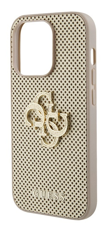 Накладка Guess для iPhone 15 Pro PU Perforated with 4G Glitter metal logo Hard, Gold (GUHCP15LPSP4LGD). Фото 4