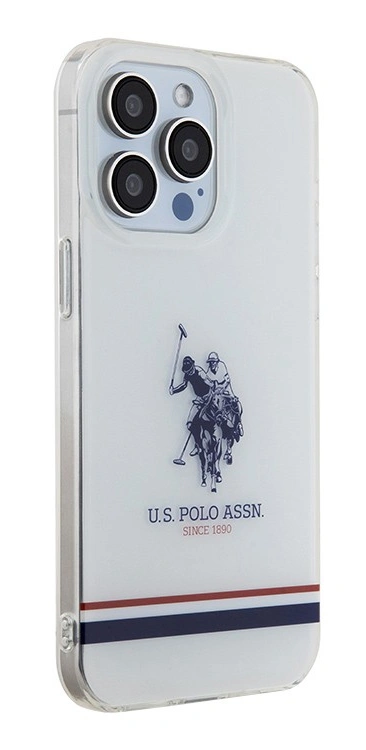 Накладка U.S. Polo Assn. для iPhone 15 Pro PC/TPU Double Horse logo Tricolor stripes Hard, Transparent (USHCP15LHBCST). Фото 2