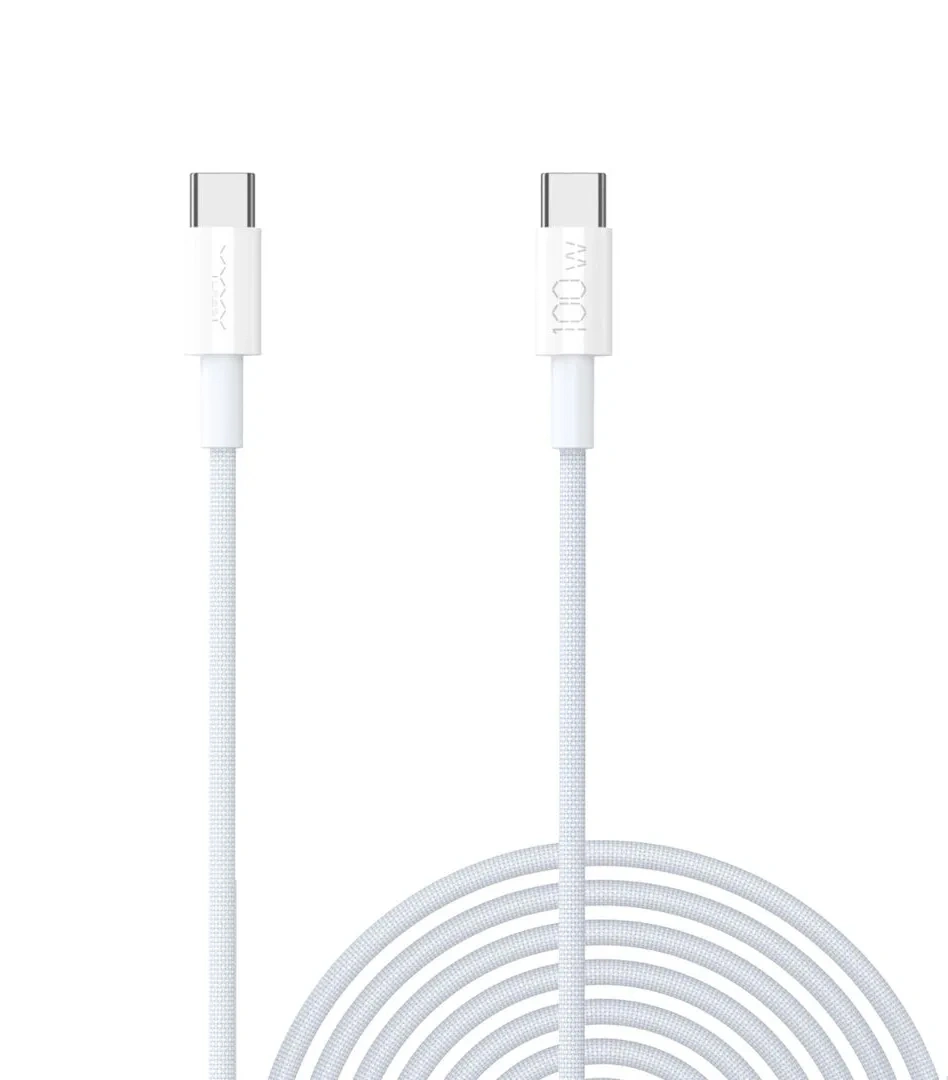 Кабель Vyvylabs Primel Series Fast Charging Cable Type-C to Type-C 100Вт, 1м, Белый (VCJRCC1-WH). Фото 1