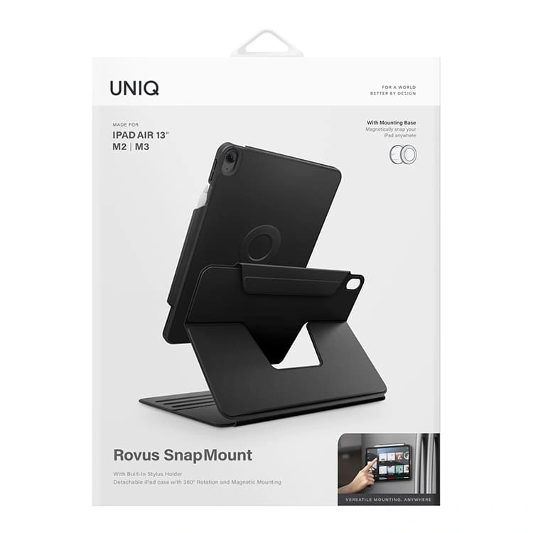 Чехол Uniq для iPad Air 13" (2024) ROVUS SnapMount Magnetic 360 Rotating Detachable, Black (PDA13(M3)-ROVSNDBLK). Фото 7