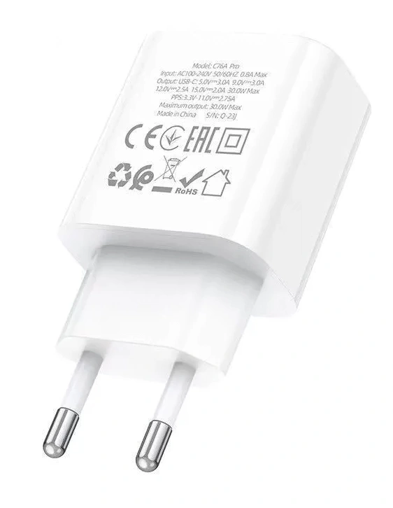 Сетевое зарядное устройство Hoco C76A Pro PD30W, Белое. Фото 3