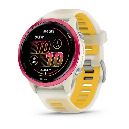 Умные часы Garmin Forerunner 570 42mm Raspberry Aluminum with Translucent Bone/Mango (010-02970-42). Фото 1