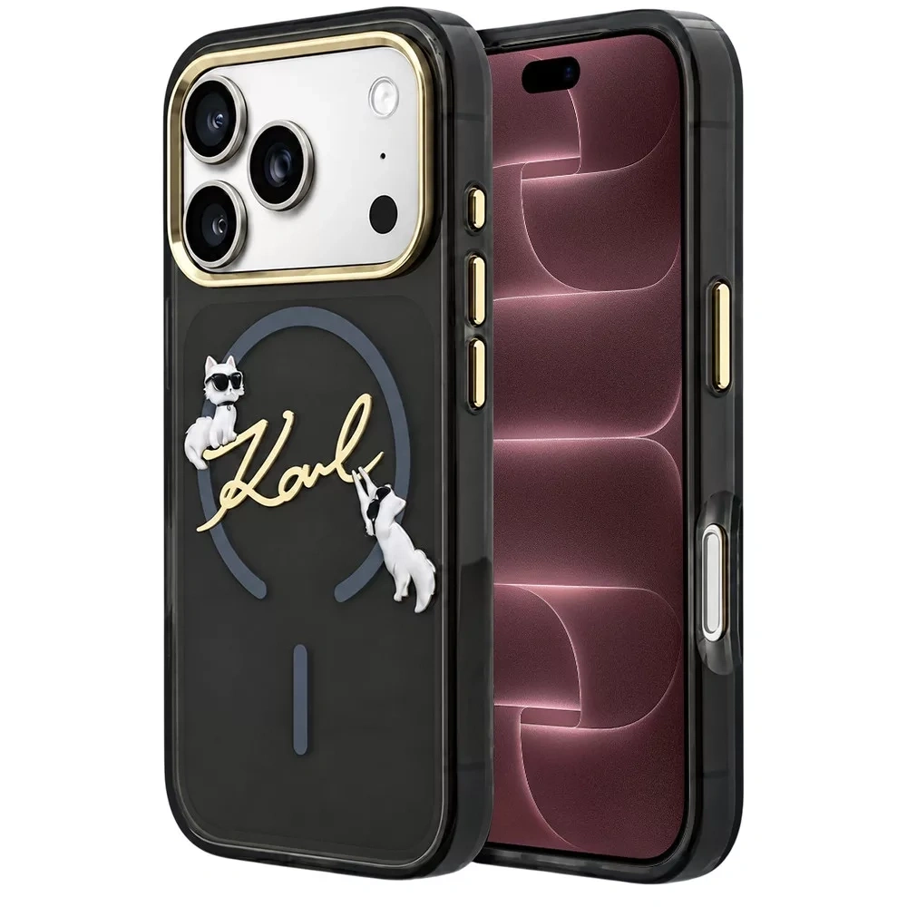 Накладка Lagerfeld для iPhone 18 Pro Max/17 Pro Max IML Choupettes OnLogo Met Cam Hard (MagSafe), Black (KLHMP18X5HKSCAK). Фото 1