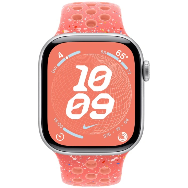 Apple Watch Series 10, 42 мм, серебристый алюминий, спортивный ремешок Nike цвета "Magic Ember", S/M (MWWW3). Фото 2