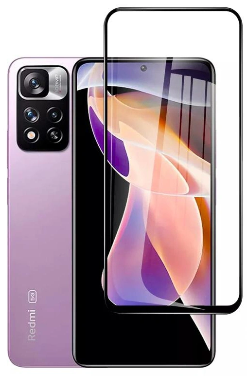 Защитное стекло Full Screen 2.5D для Redmi Note 11 Pro/Poco X4 Pro 5G/Poco F4 GT, Чёрное. Фото 1
