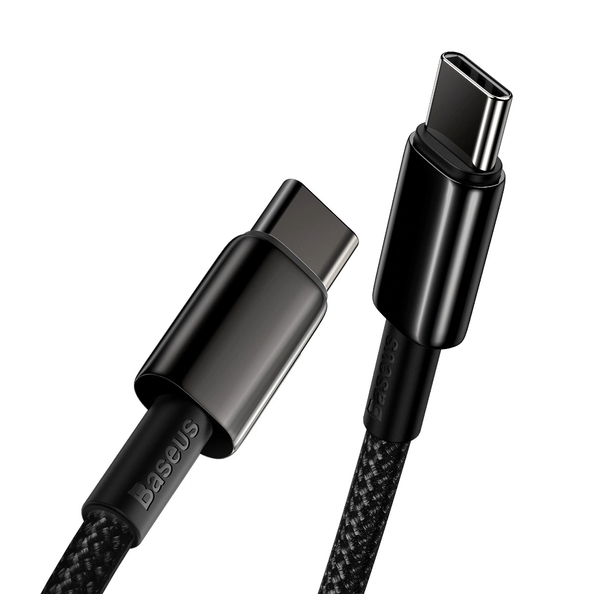 Кабель Baseus Tungsten Gold Fast Charging Data Cable Type-C to Type-C 100W 1m, Чёрный  (CATWJ-01). Фото 4