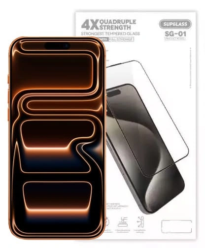 Защитное стекло SupGlass для iPhone 17 Pro Max 3D SG-01, Чёрное. Фото 1