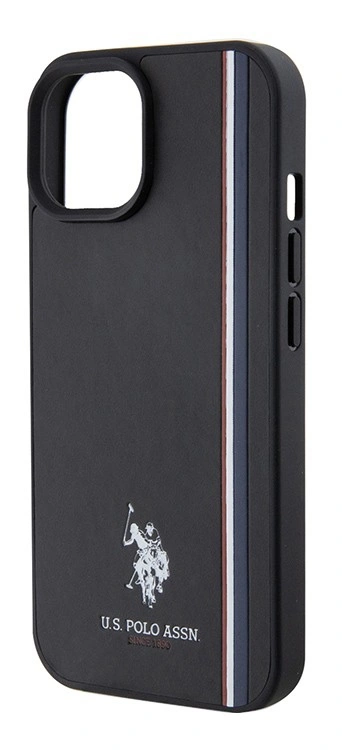 Накладка U.S. Polo Assn. для iPhone 15 PU Double horse logo and Tricolor line Hard, Black (USHCP15SSCOK). Фото 3