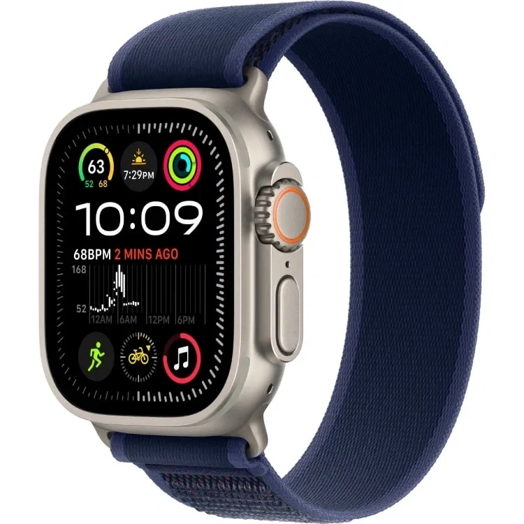 Apple Watch Ultra 2 (2024) GPS+Cellular 49mm, Natural Titanium ремешок "Blue Trail Loop", размер S/M 130-190mm (MX4J3). Фото 1