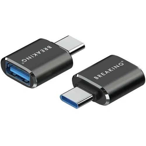 Переходник Breaking Type-C to USB-A metallic, Black (24501). Фото 1