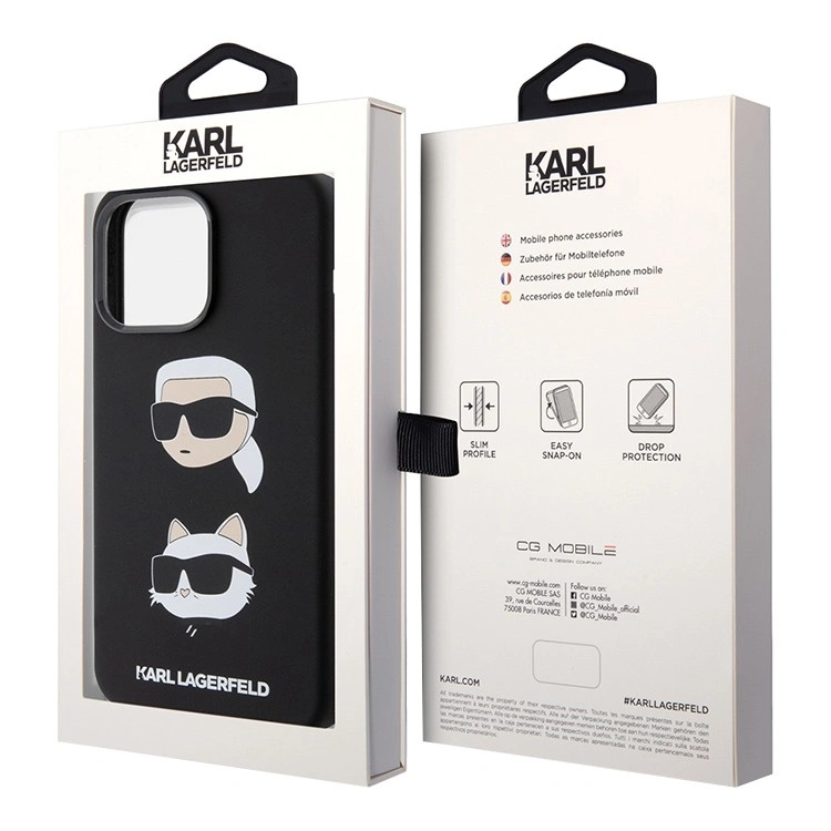 Накладка Lagerfeld для iPhone 15 Pro Liquid Silicone NFT Karl & Choupette heads Hard, Black (KLHCP15LSDHKCNK). Фото 5