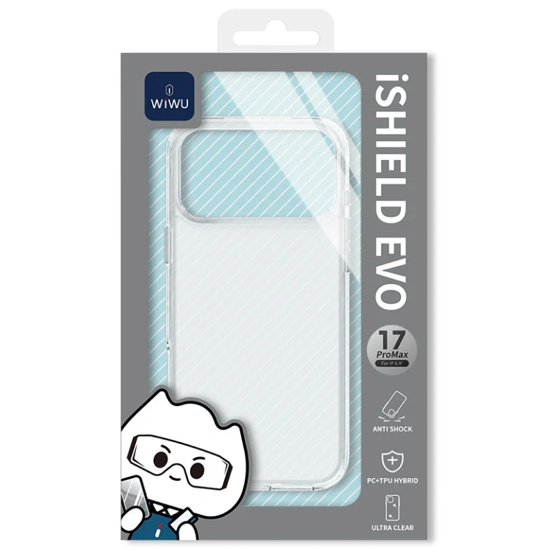 Накладка Wiwu для iPhone 17 Pro Max iShield Evo, Прозрачная (TPP-109). Фото 4