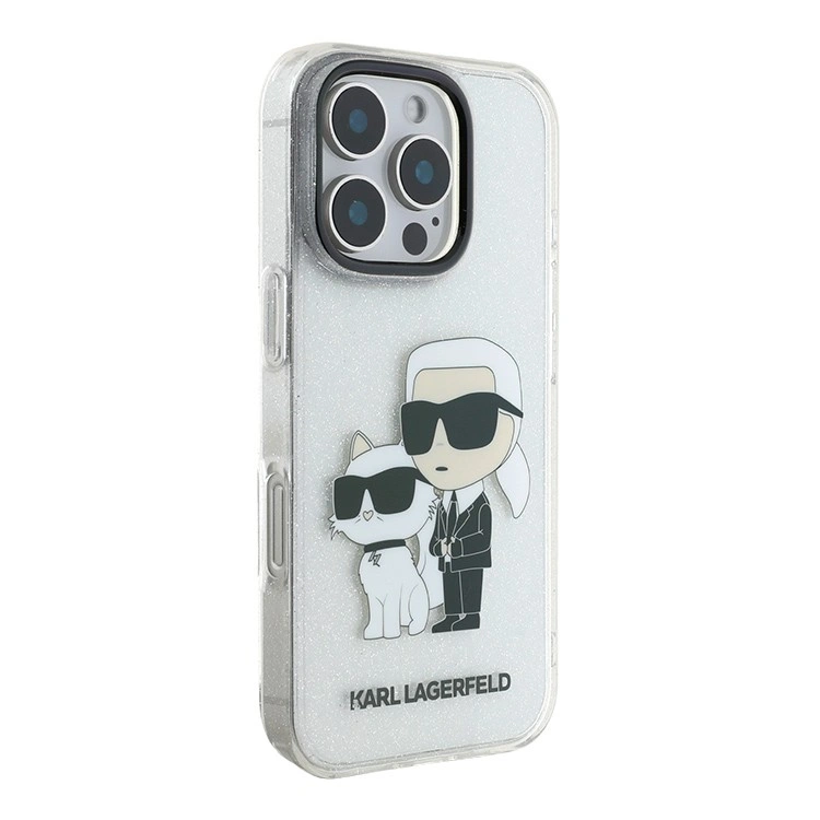 Накладка Lagerfeld для iPhone 16 Pro Max PC/TPU NFT Karl & Choupette Hard Glitter, Transparent (KLHCP16XHNKCTGT). Фото 2