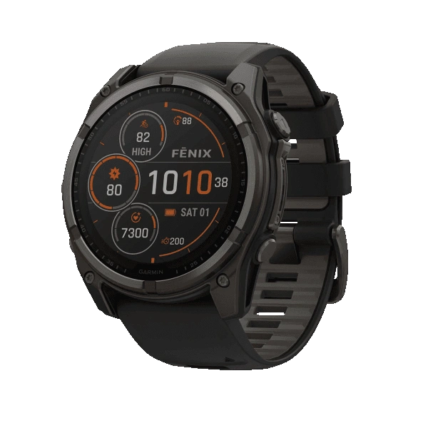 Умные часы Garmin Fenix 8 51mm, Solar, Sapphire, Carbon Gray DLC Titanium with Black/Pebble Gray Silicone Band (010-02907-70). Фото 1