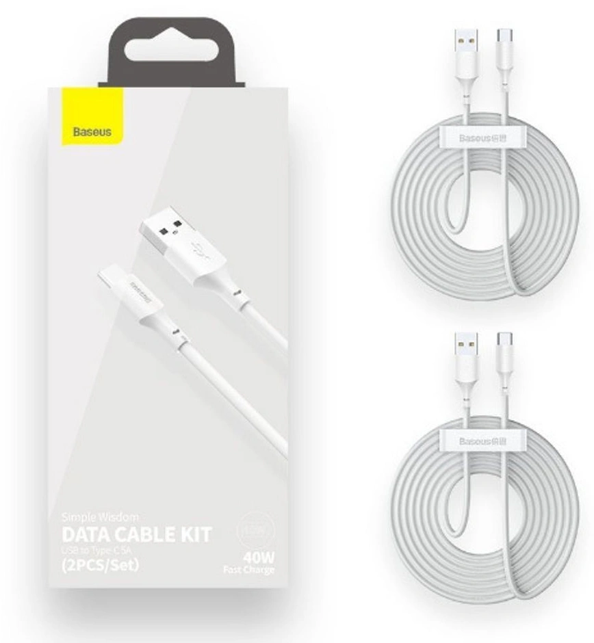 Кабель Baseus Simple Wisdom Data Cable Kit USB to Type-C 5A (2PCS/Set) 1.5m (TZCATZJ-02). Фото 1