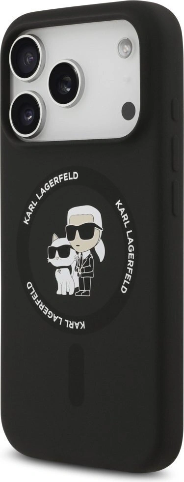 Накладка Lagerfeld для iPhone 17 Pro Max Liquid Silicone NFT Karl & Choupette (MagSafe), Чёрный (KLHMP17XSCMKCRHK). Фото 2