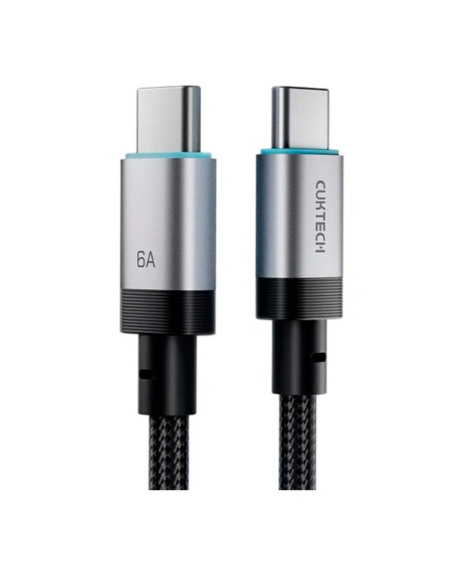 Кабель Cuktech Braided Cable Type-C to Type-C 6A 240W 0.15м, Чёрный CTC615S. Фото 3