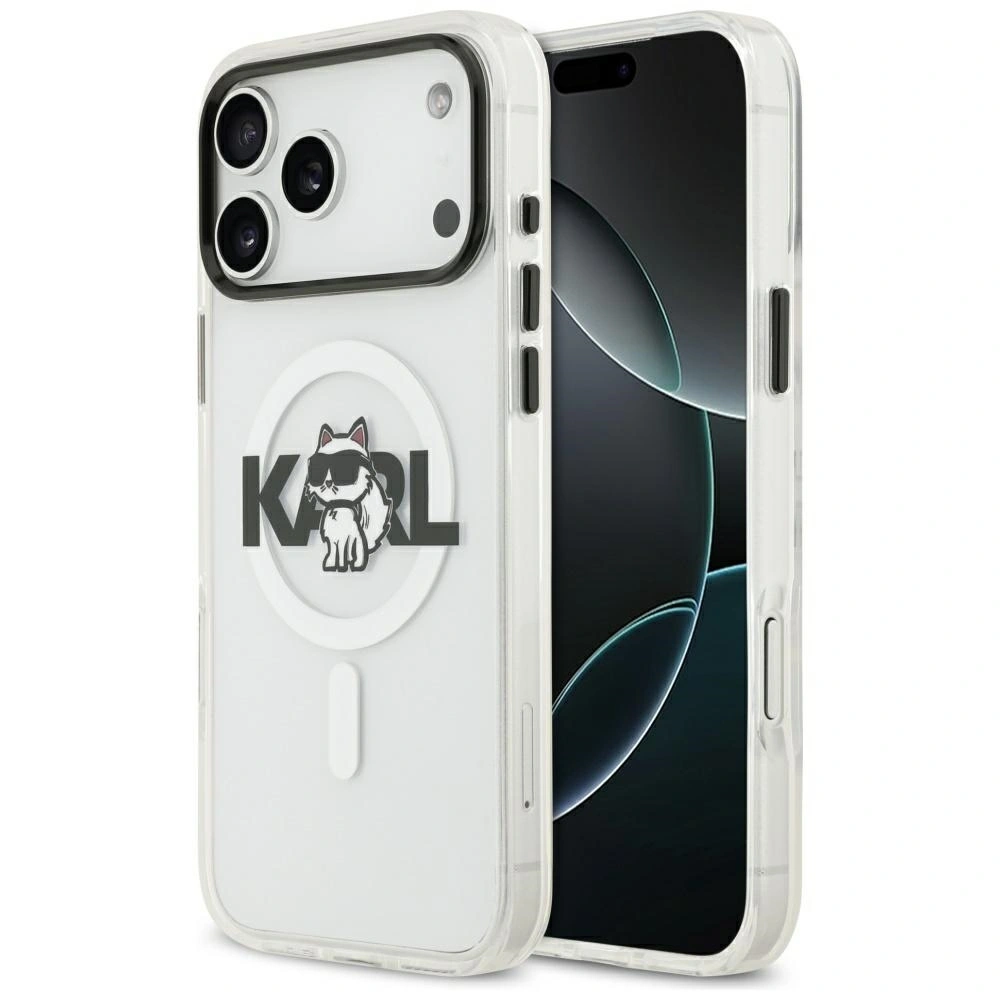 Накладка Lagerfeld для iPhone 17 Pro Max ML Sketch Choupette Metal camera (MagSafe), Прозрачный (KLHMP17XHGCHGKBT). Фото 1