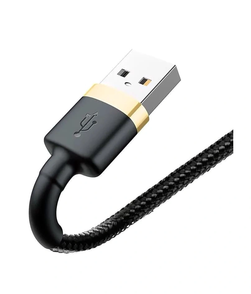 Кабель Baseus Cafule Cable USB - Lightning 1м 2.4A, Золотисто-чёрный (CALKLF-BV1). Фото 2