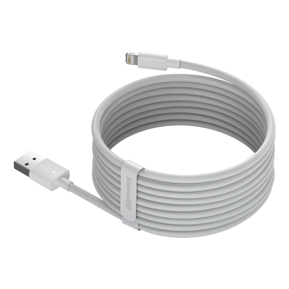 Кабель Baseus Simple Wisdom Data Cable Kit USB to Lightning 2.4A (2PCS/Set)1.5m, Белый (TZCALZJ-02). Фото 3