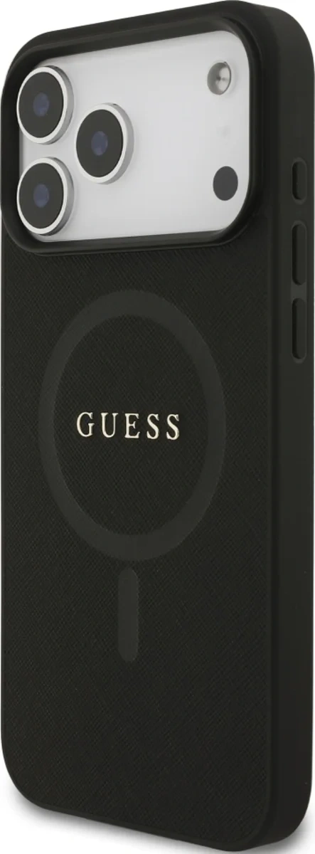 Накладка Guess для iPhone 17 Pro Max PU Saffiano with Classic metal logo (MagSafe), Чёрная (GUHMP17XPSAHMCK). Фото 2