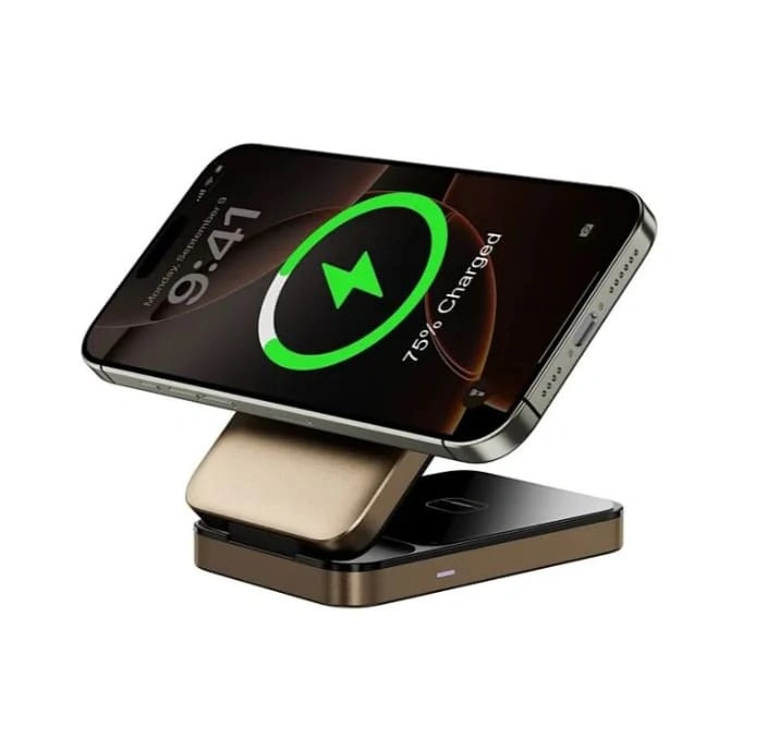 Беспроводная зарядная станция Wiwu Triple 3in1 Wireless Charger 15W Wi-W038, Gold. Фото 2