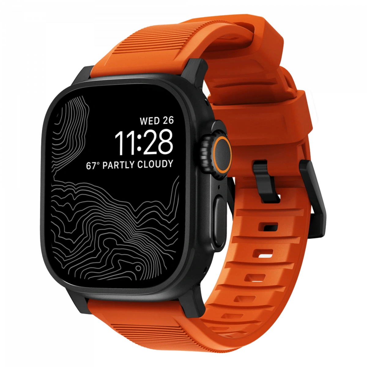 Ремешок Nomad Rugged Band для Apple Watch 42/44/45/49мм, Black/Ultra Orange (NM01217985). Фото 1