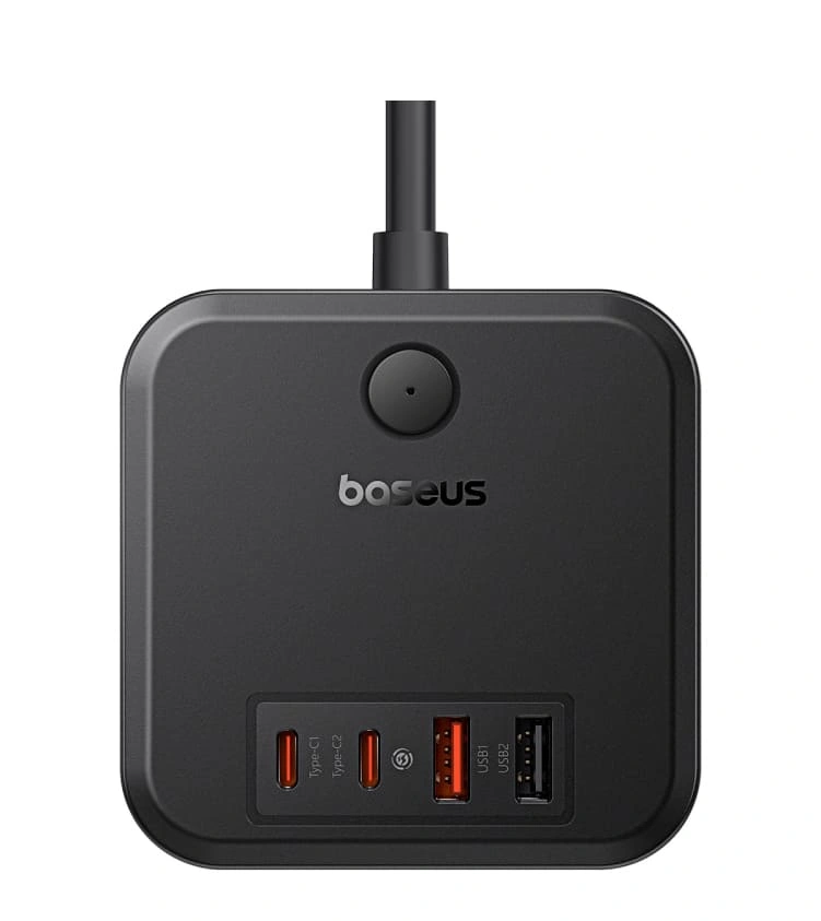 Сетевое зарядное устройство Baseus PowerCombo Cube Power Strip 3AC+2U+2C 30W 1.5m, Чёрное (E00066400117-00). Фото 3
