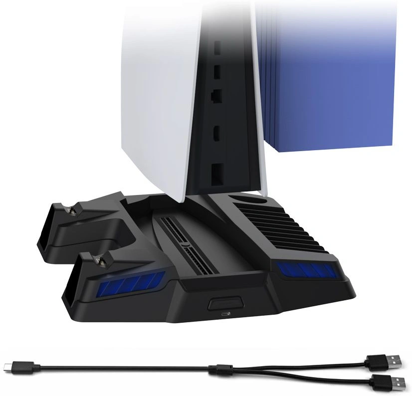 Зарядная станция для двух контроллеров DOBE DualSense PS5 RGB, Black (TP5-0521S). Фото 4