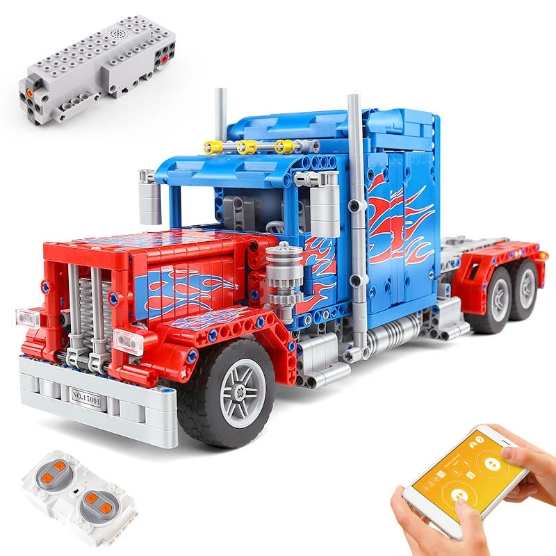 Конструктор Mould King Power Brick 15001. Грузовик Peterbilt, 839 деталей, пульт ДУ, двигатель. Фото 5