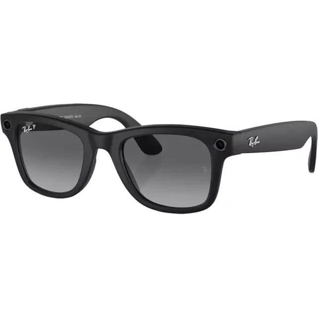 Умные очки Ray Ban Wayfarer RW4006 Матовый черный / Поляризационные градиентные графитовые M 150-50mm (601/ST350). Фото 1