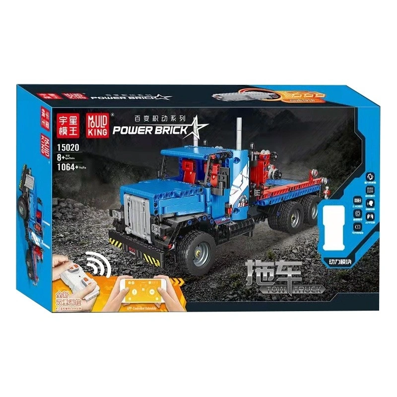 Конструктор Mould King Power Brick 15020. Грузовой эвакуатор, 1064 детали, пульт ДУ, двигатель. Фото 5