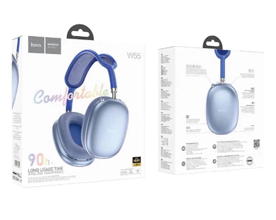 Беспроводные наушники Hoco W55 Pleasing BT, Синие. Фото 2