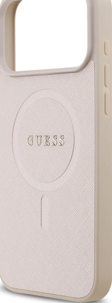 Накладка Guess для iPhone 17 Pro PU Saffiano with Classic metal logo (MagSafe), Розовая (GUHMP17LPSAHMCP). Фото 6