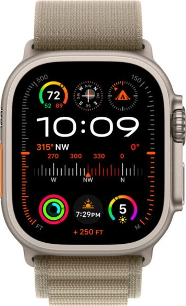 Apple Watch Ultra 2 GPS+Cellular 49mm, ремешок "Olive Alpine Loop" размер L 165-210 mm (MRF03). Фото 2