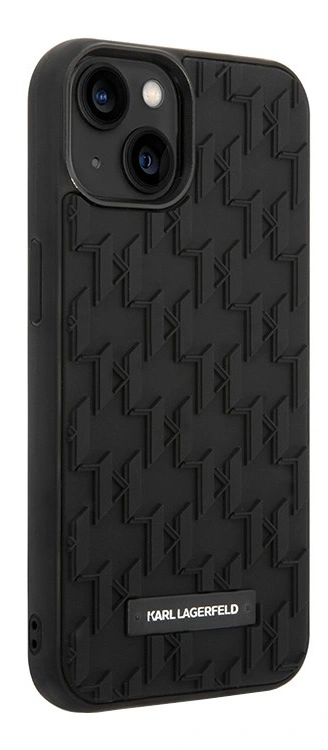 Накладка Lagerfeld для iPhone 15 3D Rubber Monogram Metal logo Hard, Black (KLHCP15SRUPKLPK). Фото 3