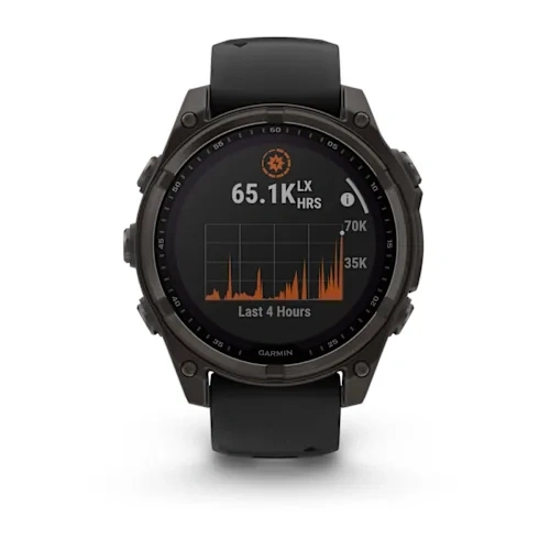 Умные часы Garmin Fenix 8 47mm, Solar, Sapphire, Carbon Gray DLC Titanium with Black/Pebble Gray Silicone Band (010-02906-11). Фото 2