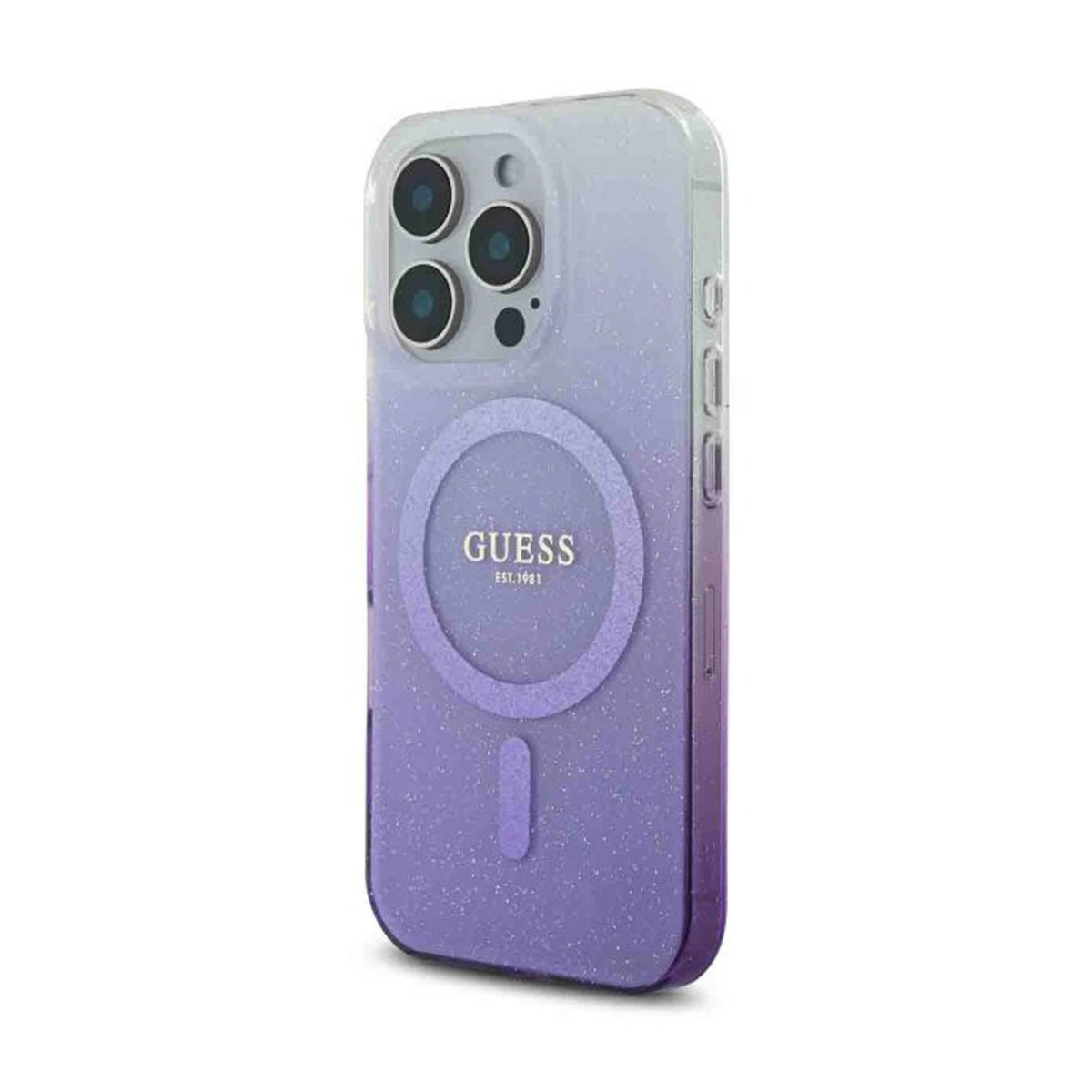 Накладка Guess для iPhone 16 Pro Max PC/TPU Glitter Hard Gradient Purple (MagSafe), Purple (GUHMP16XHGRCELU). Фото 3