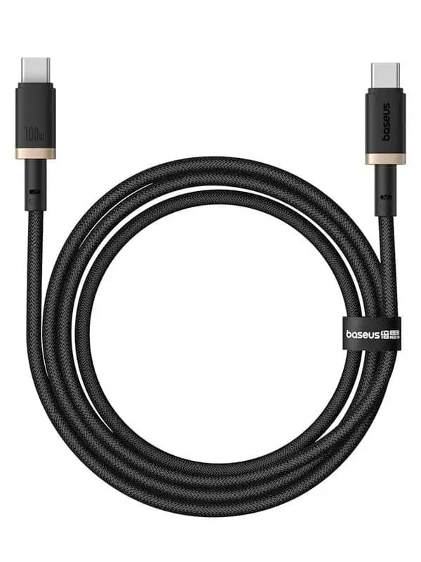 Кабель Baseus Dura Series Fast Charging Cable Type-C to Type-C 100W 1m, Чёрный/Золотой (P10377803U01-00). Фото 2