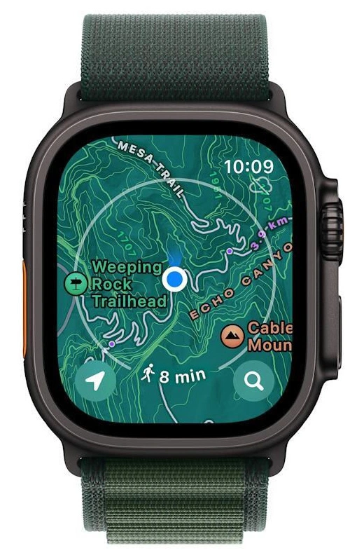 Apple Watch Ultra 2 (2024) GPS+Cellular 49mm, Black Titanium ремешок "Dark Green Alpine Loop", размер S 130-160mm (MX4U3). Фото 4