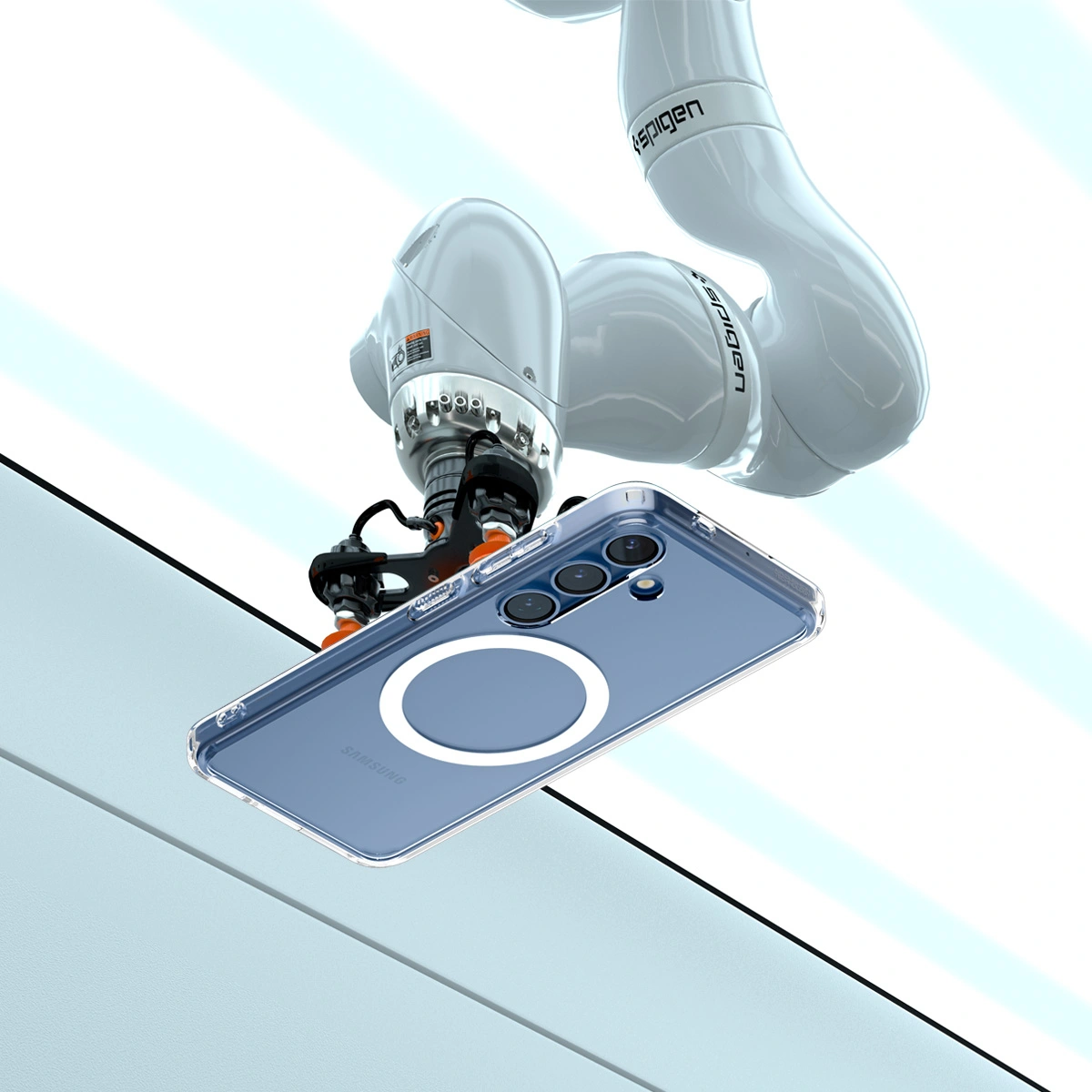 Накладка Spigen Ultra Hybrid для Samsung Galaxy S25 Plus (MagSafe), Прозрачный/Белый (ACS08981). Фото 8