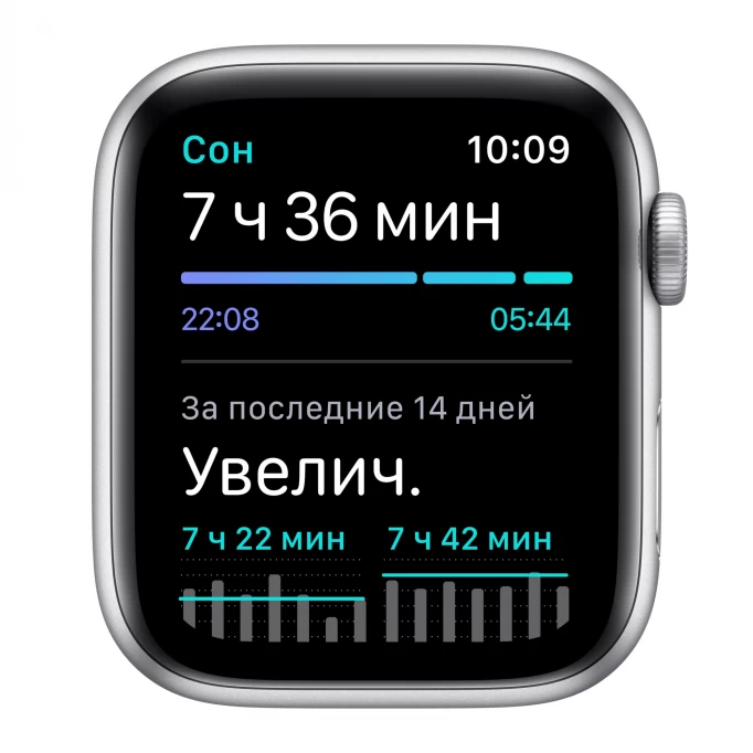 Apple Watch SE, 44 мм, серебристый алюминий, спортивный ремешок белого цвета (MYDQ2RU/A)