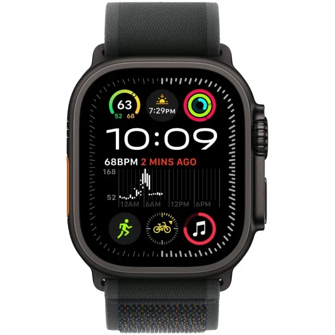 Apple Watch Ultra 2 (2024) GPS+Cellular 49mm, Black Titanium ремешок "Black Trail Loop", размер M/L 145-220mm  (MX4V3)