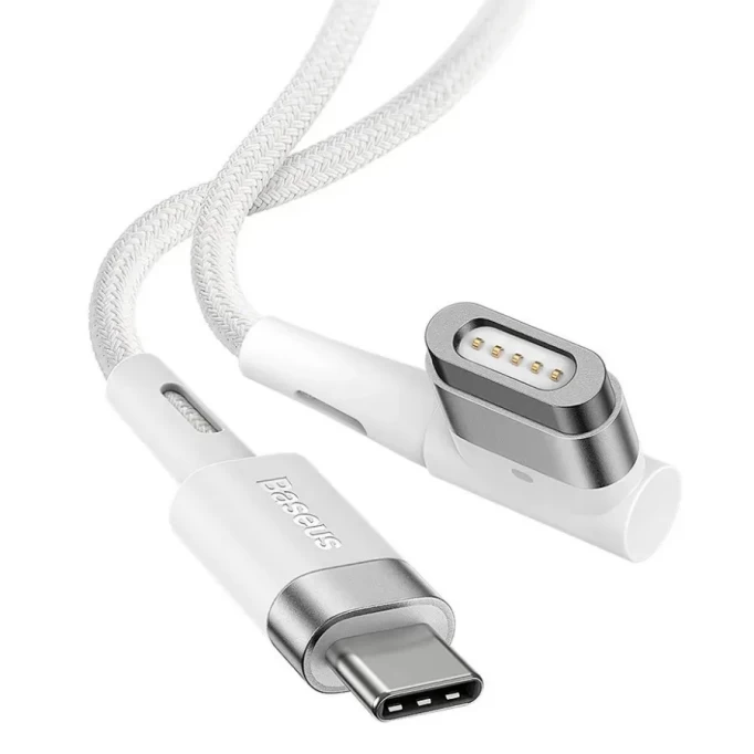 Кабель Baseus Zinc Magnetic Series iP Laptop Charging Cable Type-C to L-shaped Port (для MacBook) 60W 2m, Белый (CATXC-W02)