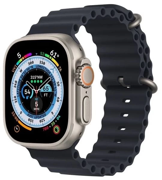 Ремешок Ocean Silicone для Apple Watch 42/44/45/49мм, Полночный-синий